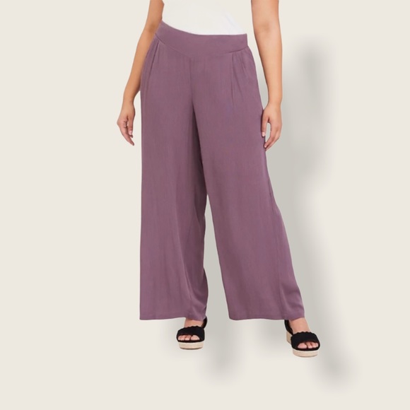 Torrid MAUVE PURPLE GAUZE WIDE LEG PANT Size 1X - Picture 3 of 9